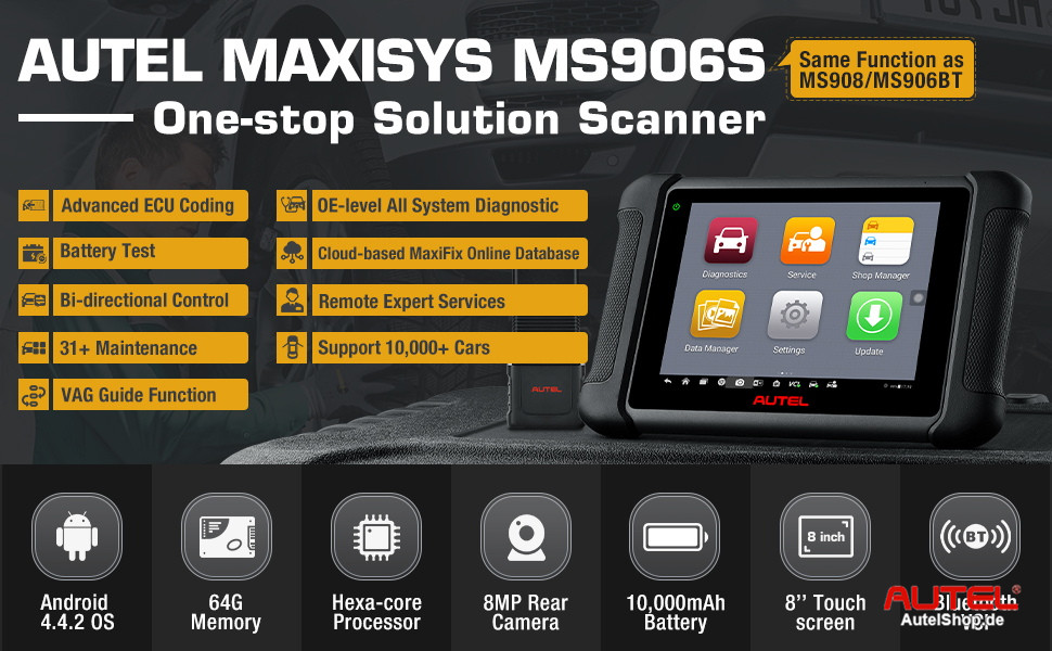 2023 Autel MaxiSys MS906S Automotive Diagnostic Tool with Advance ECU  Coding(MS906 Upgrade Ver.)